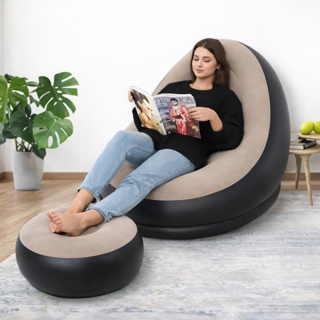 SOFA CAMA INFLABLE CON REPOSAPIES